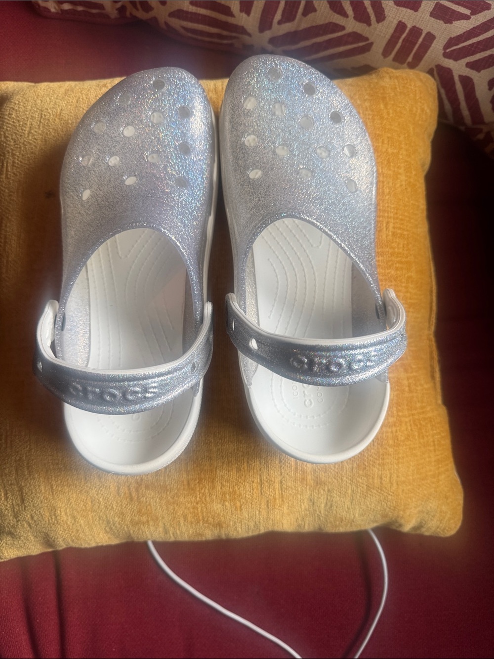 CROCS Kids Sparkle Silver Clog Sandals